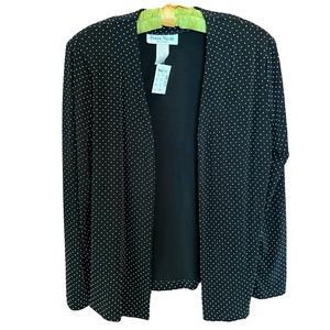 Ronni Nicole Open Front Dress Top | Black w/ Raised Beads | Shoulder Pads  NOS